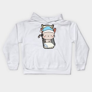 Cute tabby cat is going to bed Kids Hoodie